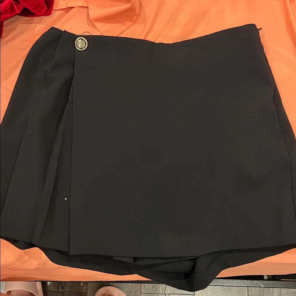 Black Skort with Button Detail